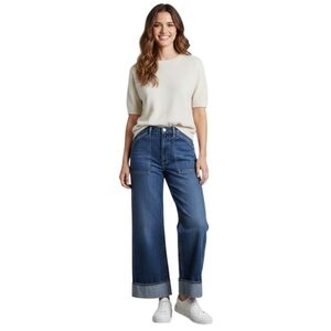A M O Severine Cargo Jeans Barrel Super Wide Leg Cuffed Trending Size 29